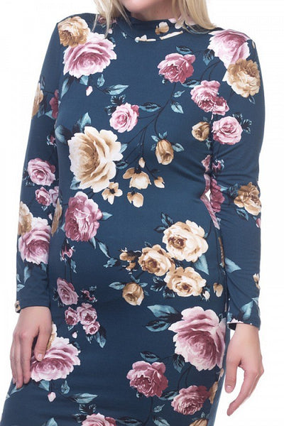 Mock neck floral dress