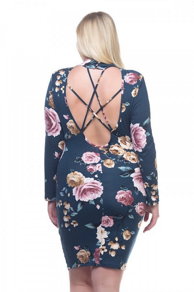Mock neck floral dress