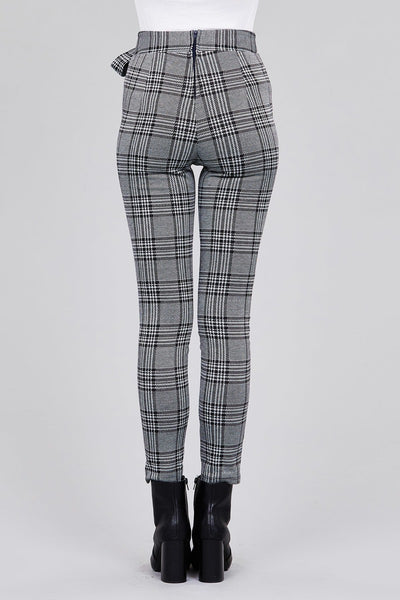 High waist self bow tie jacquard long pants