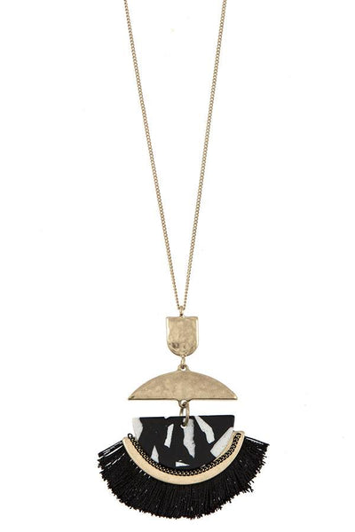Triple link fringe pendant necklace set