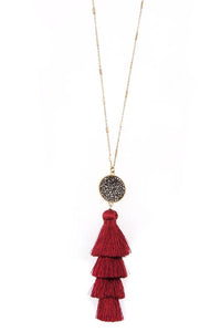 Tassel and bead accent long necklace set