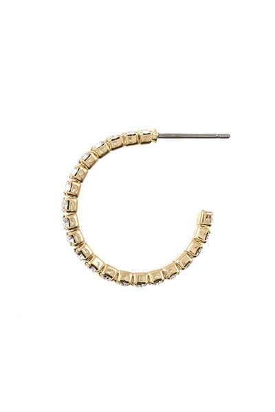Rhinestone pave semi hoop earring