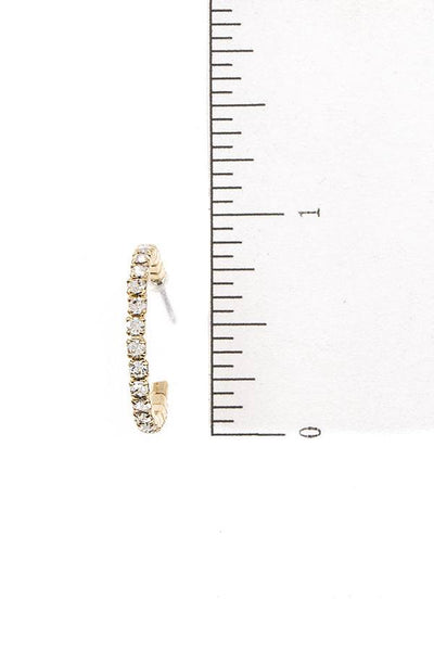 Rhinestone pave semi hoop earring