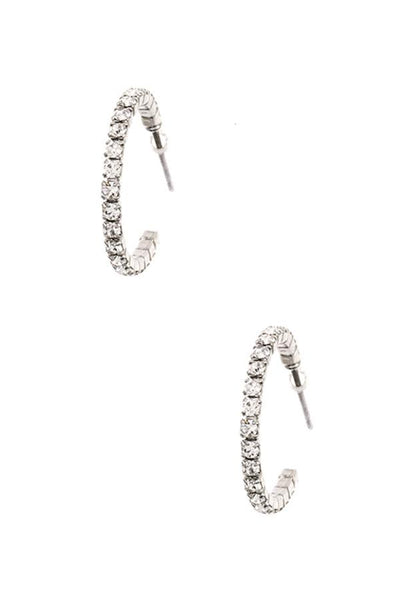 Rhinestone pave semi hoop earring