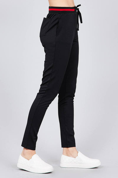 Contrast stripe patch pocket jacket and drawstring waist jogger pants set