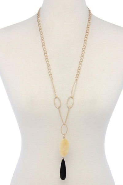 Natural Stone Metal Oval Shape Necklace