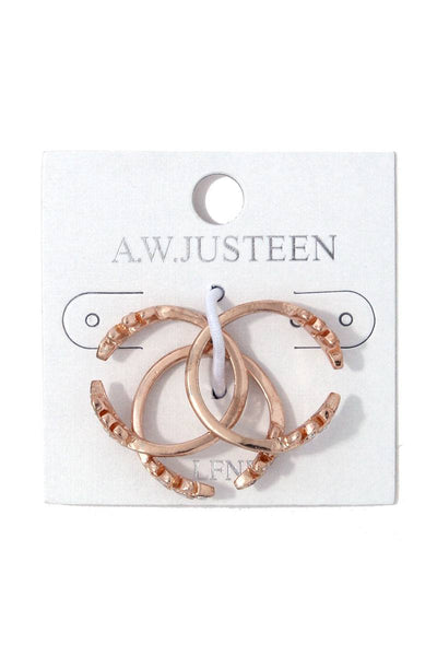 Rhinestone Leaf Ended Cuff Ring Set