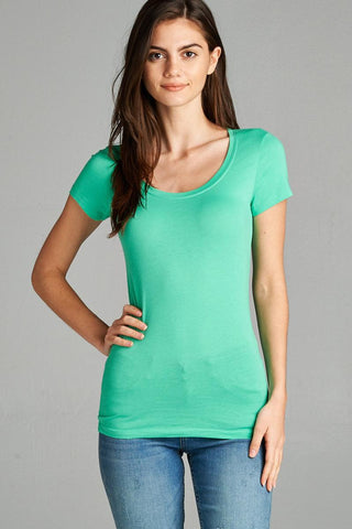 Basic Short Sleeve Scoop-neck Tee
