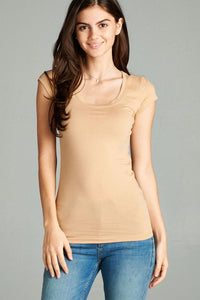 Basic Short Sleeve Scoop-neck Tee