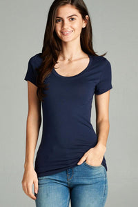 Basic Short Sleeve Scoop-neck Tee