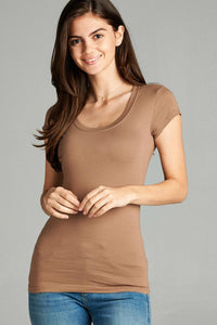 Basic Short Sleeve Scoop-neck Tee