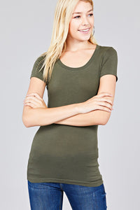 Basic Short Sleeve Scoop-neck Tee