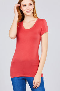 Basic Short Sleeve Scoop-neck Tee