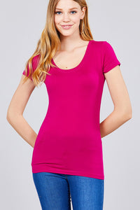 Basic Short Sleeve Scoop-neck Tee