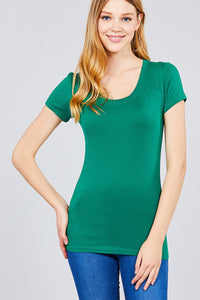 Basic Short Sleeve Scoop-neck Tee