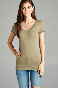 Basic Short Sleeve Scoop-neck Tee