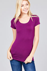 Basic Short Sleeve Scoop-neck Tee