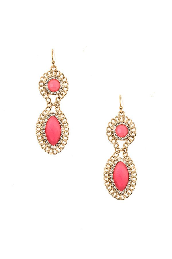 Double Drop Framed Gem Earring