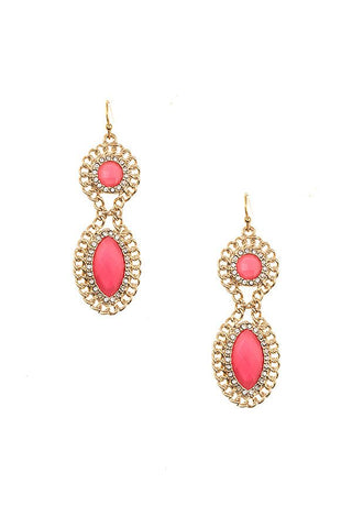 Double Drop Framed Gem Earring