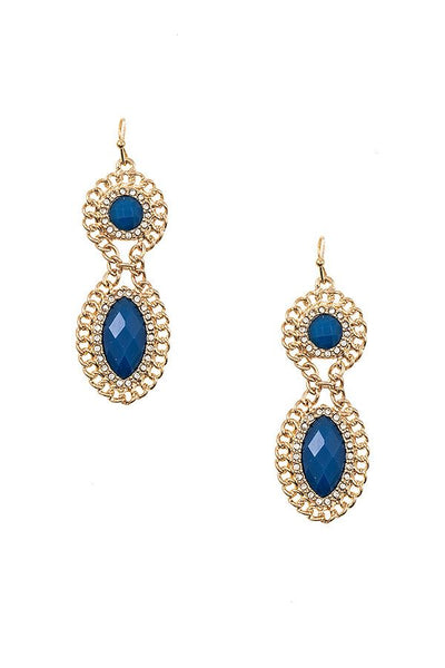Double Drop Framed Gem Earring