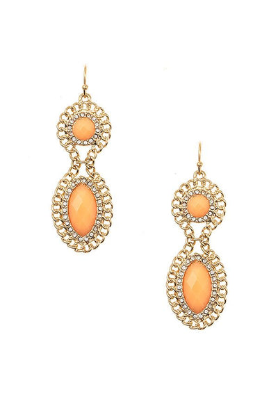 Double Drop Framed Gem Earring