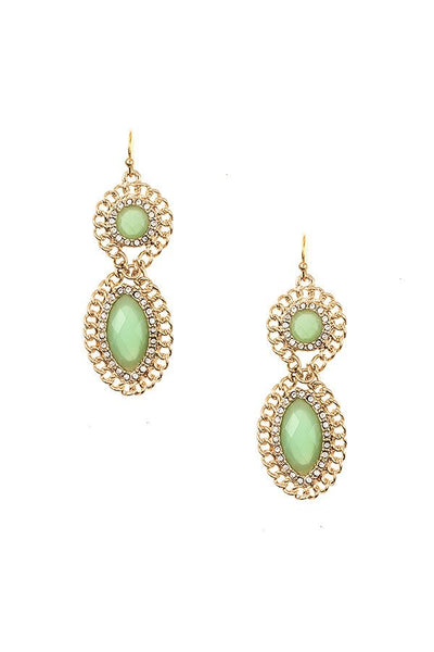 Double Drop Framed Gem Earring