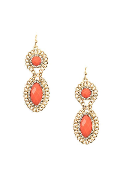 Double Drop Framed Gem Earring