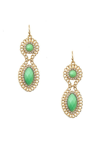 Double Drop Framed Gem Earring