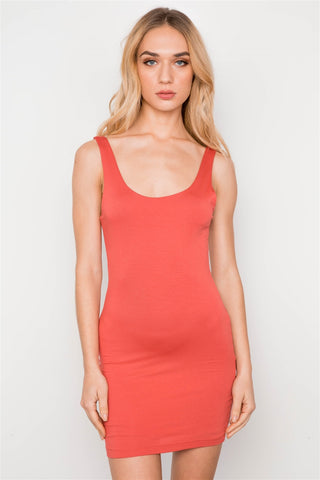Rust Sleeveless Tank Mini Basic Dress