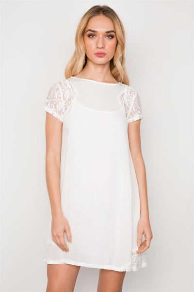 Lace Short Sleeves Dress Tunic Boho