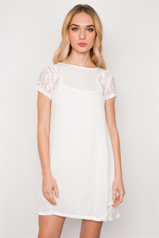 Lace Short Sleeves Dress Tunic Boho
