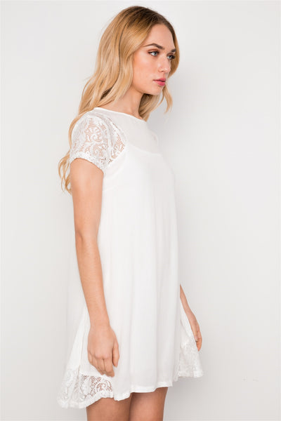 Lace Short Sleeves Dress Tunic Boho