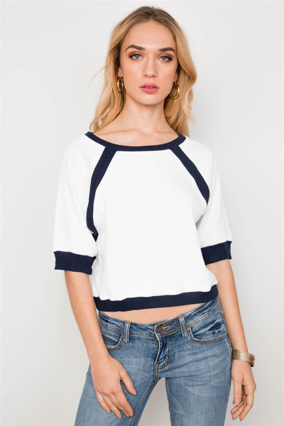 Dolmen Sleeve Ribbed Cropped Top