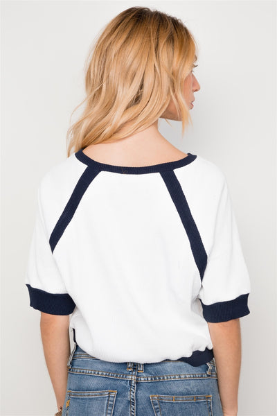 Dolmen Sleeve Ribbed Cropped Top