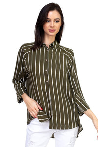 Stripe Snap Button Down Shirt