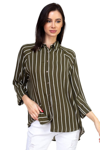 Stripe Snap Button Down Shirt