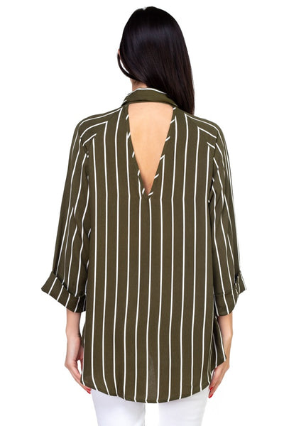 Stripe Snap Button Down Shirt