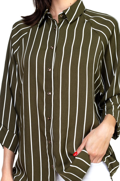 Stripe Snap Button Down Shirt