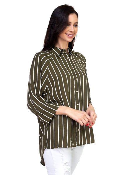 Stripe Snap Button Down Shirt