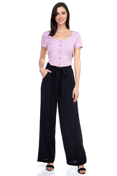 Belted Wide Leg Pants