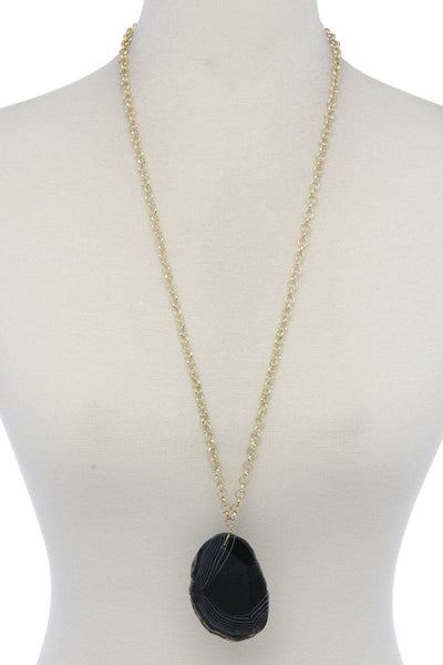 Stone Circle Metal Necklace