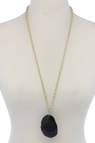Stone Circle Metal Necklace