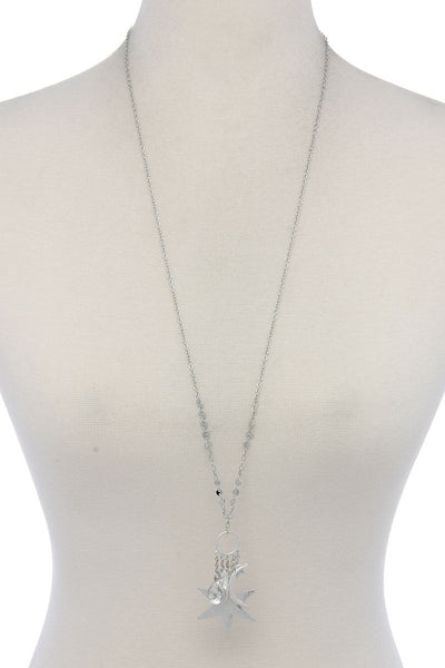 Moon Star Charm Dangle Pendant Necklace