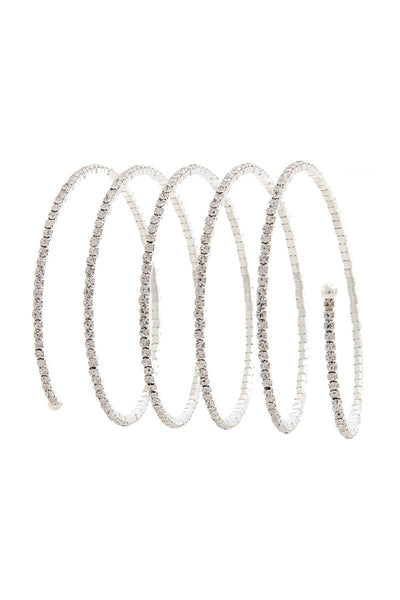Spiral Pave Lined Rhinestone Ball Ended Bracelet