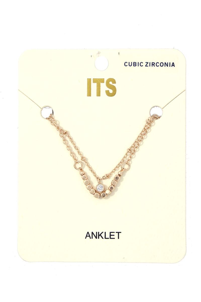 Rhinestone Metal Bead Anklet