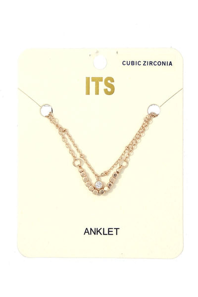 Rhinestone Metal Bead Anklet