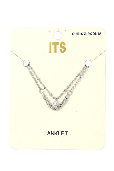 Rhinestone Metal Bead Anklet