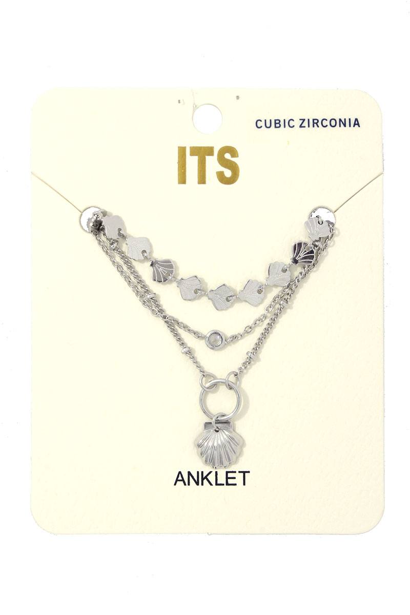 Seashell Charm Metal Layered Anklet