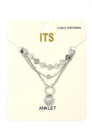 Seashell Charm Metal Layered Anklet