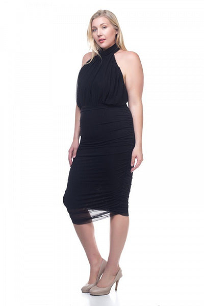 Halter Neck Sheer Midi Dress